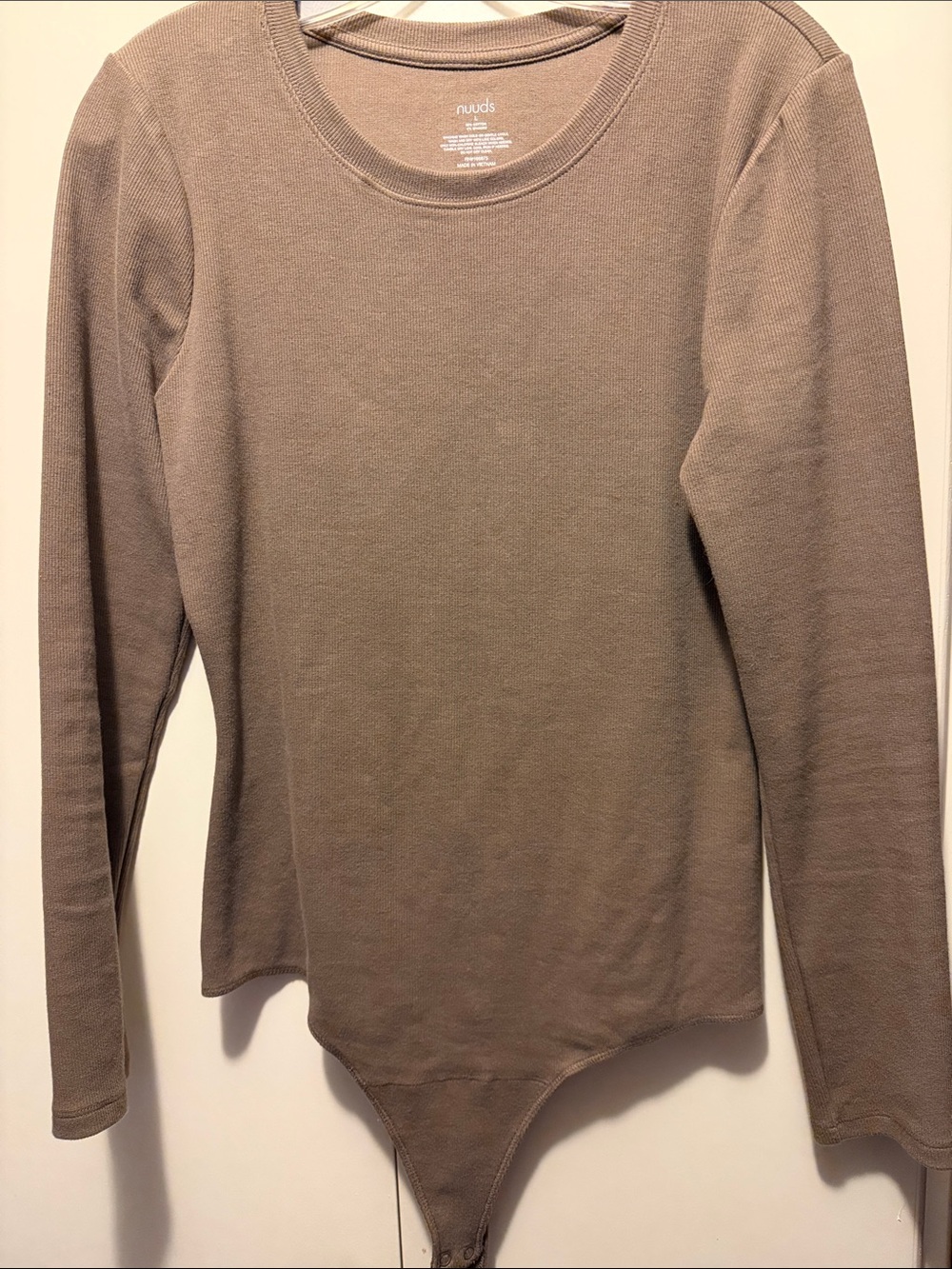 nuuds Women's Long Sleeve Bodysuit Taupe